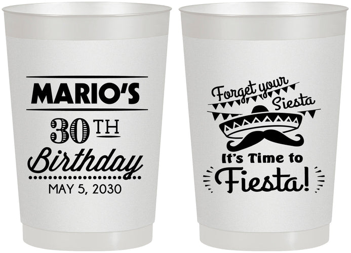 Personalized Birthday 22 oz Frosted Cups - 30th Fiesta | 20034