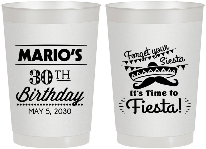 Personalized Birthday 22 oz Frosted Cups - 30th Fiesta | 20034