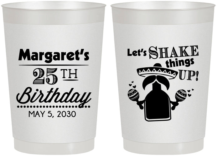 Personalized Birthday 22 oz Frosted Cups - 25th Fiesta | 20035