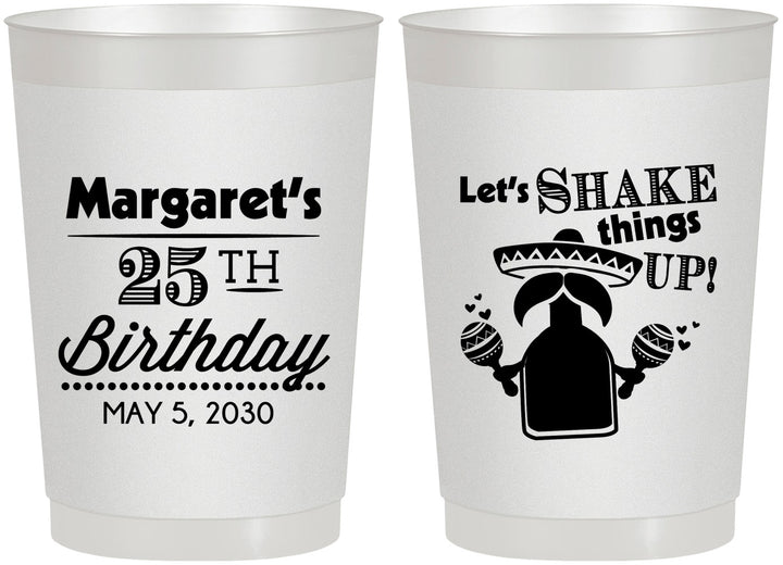 Personalized Birthday 22 oz Frosted Cups - 25th Fiesta | 20035