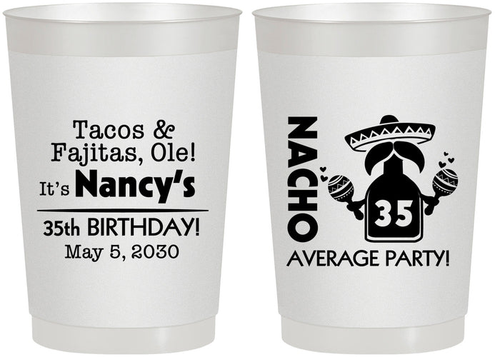 Personalized Birthday 22 oz Frosted Cups - 35th Nacho Average Party | 20036