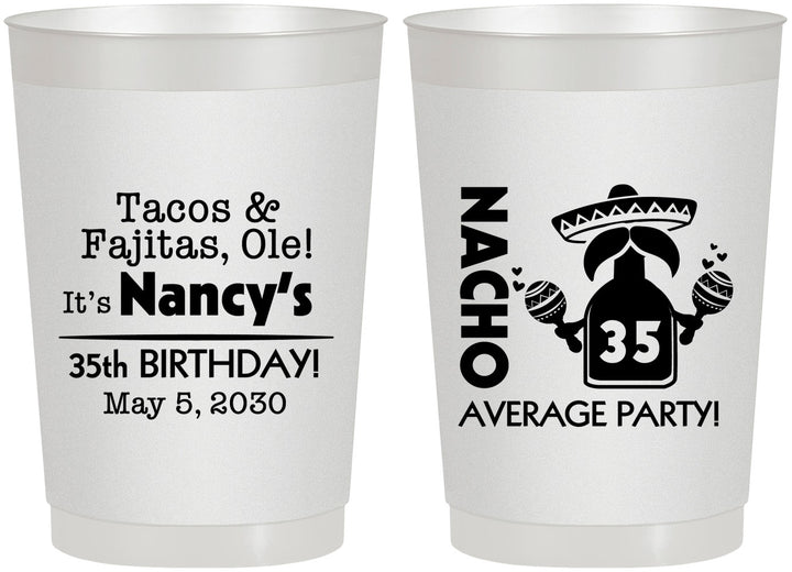 Personalized Birthday 22 oz Frosted Cups - 35th Nacho Average Party | 20036