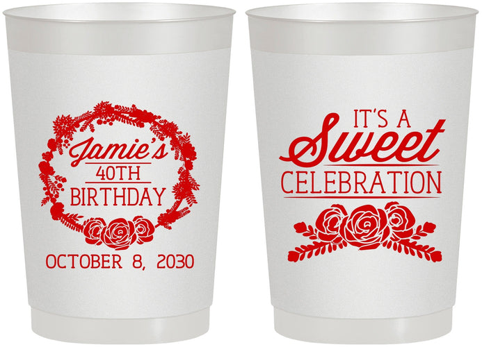 Personalized Birthday 22 oz Frosted Cups - 40th | 20040