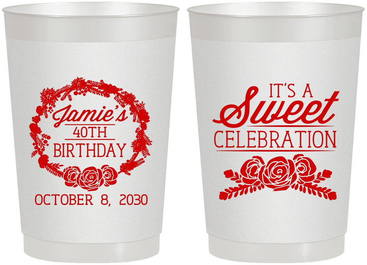 Personalized Birthday 22 oz Frosted Cups - 40th | 20040