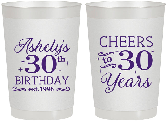 Personalized Birthday 22 oz Frosted Cups - Cheers To 30 Years | 20041