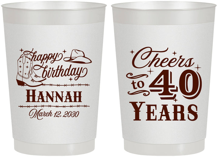 Personalized Birthday 22 oz Frosted Cups - 40th | 20042