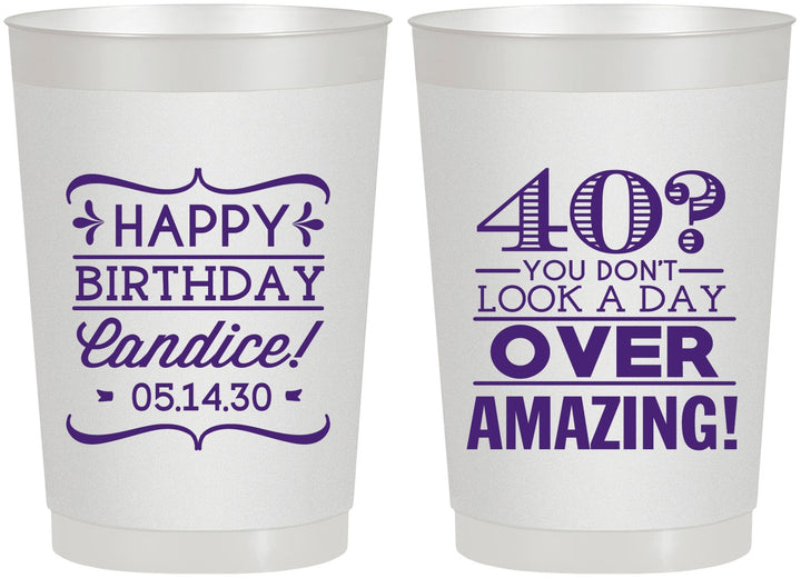 Personalized Birthday 22 oz Frosted Cups - 40th | 20044