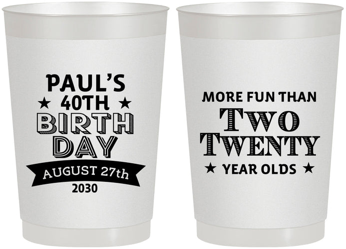 Personalized Birthday 22 oz Frosted Cups - 40th | 20045