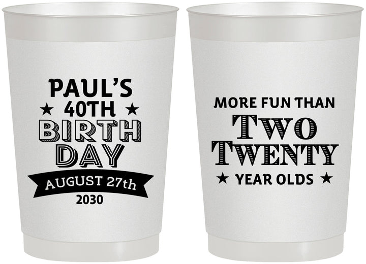 Personalized Birthday 22 oz Frosted Cups - 40th | 20045