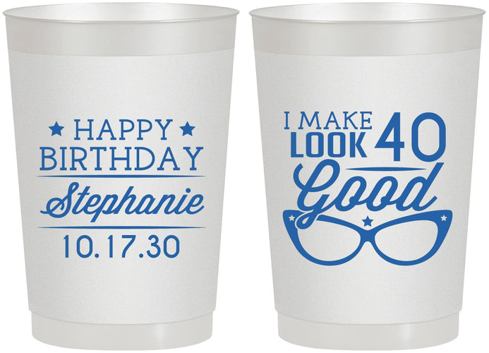 Personalized Birthday 22 oz Frosted Cups - 40th | 20048