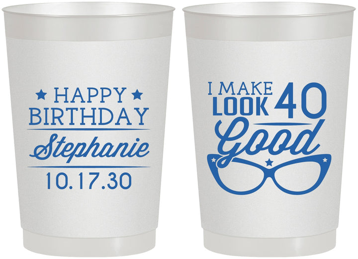 Personalized Birthday 22 oz Frosted Cups - 40th | 20048
