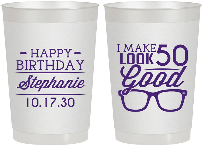 Personalized Birthday 22 oz Frosted Cups - 50th | 20049