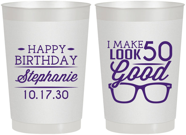 Personalized Birthday 22 oz Frosted Cups - 50th | 20049