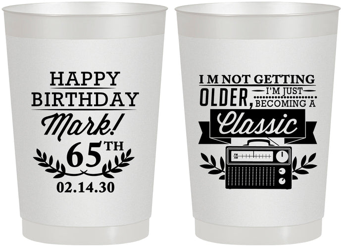 Personalized Birthday 22 oz Frosted Cups - 65th Classic Radio | 20056