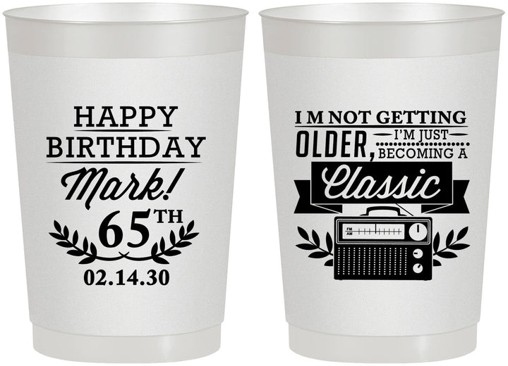 Personalized Birthday 22 oz Frosted Cups - 65th Classic Radio | 20056
