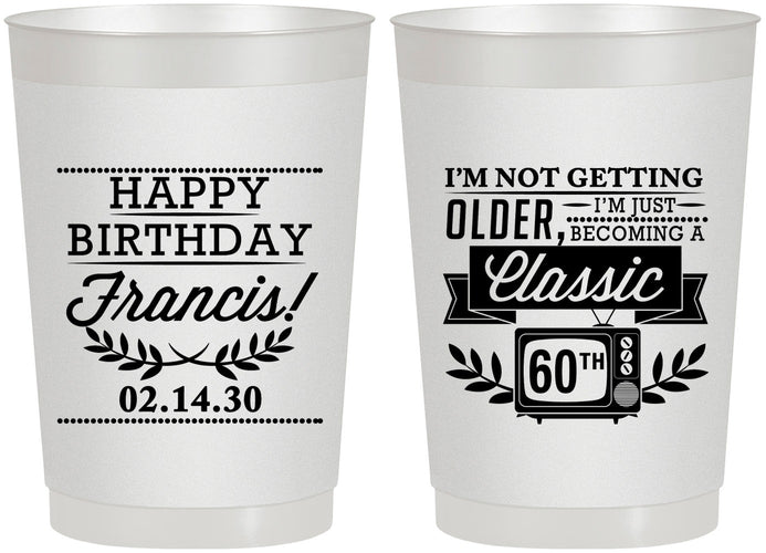 Personalized Birthday 22 oz Frosted Cups - 60th Classic Tv | 20057