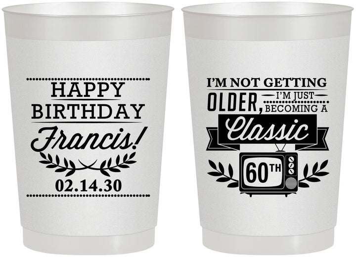 Personalized Birthday 22 oz Frosted Cups - 60th Classic Tv | 20057