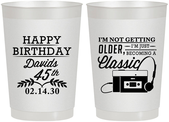 Personalized Birthday 22 oz Frosted Cups - 45th Cassette Tape | 20059