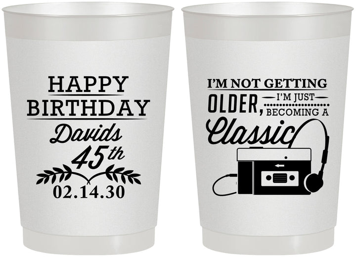 Personalized Birthday 22 oz Frosted Cups - 45th Cassette Tape | 20059