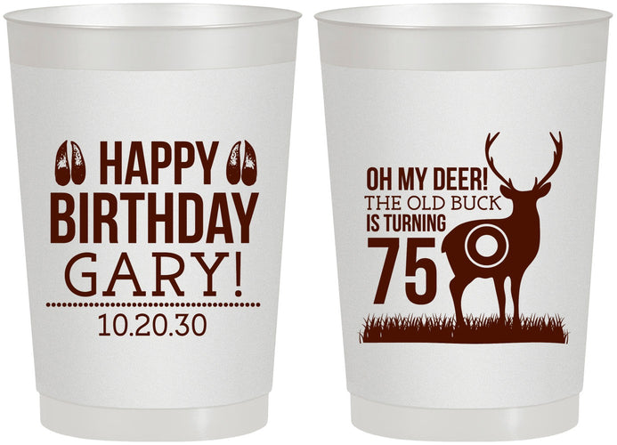 Personalized Birthday 22 oz Frosted Cups - 75th Hunting | 20063