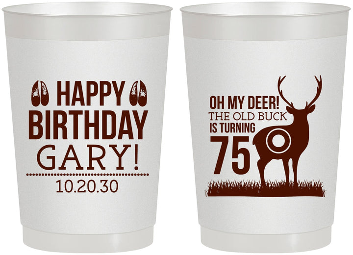 Personalized Birthday 22 oz Frosted Cups - 75th Hunting | 20063