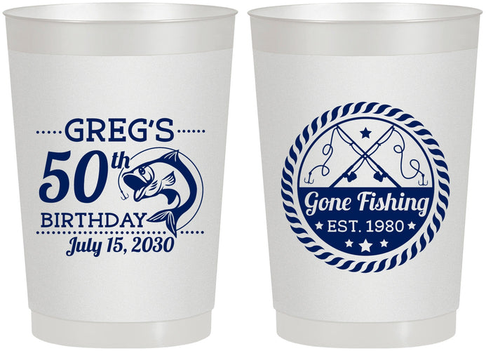 Personalized Birthday 22 oz Frosted Cups - 50th Nautical | 20065