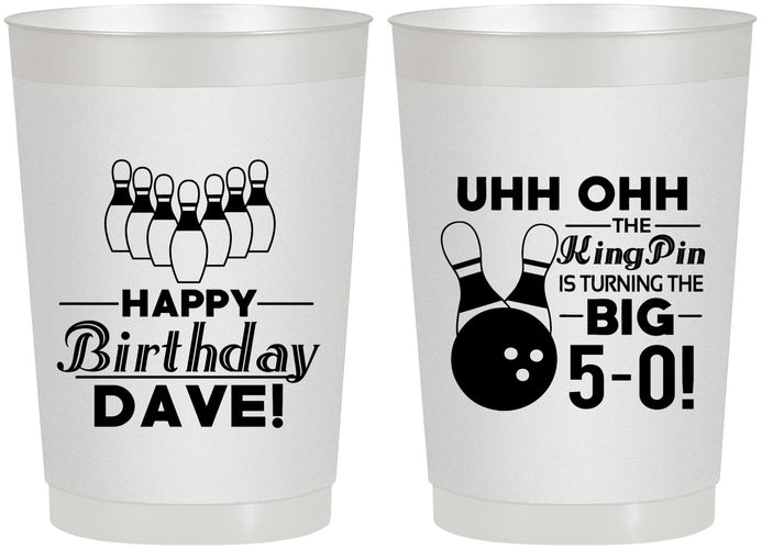 Personalized Birthday 22 oz Frosted Cups - 50th Bowing | 20071