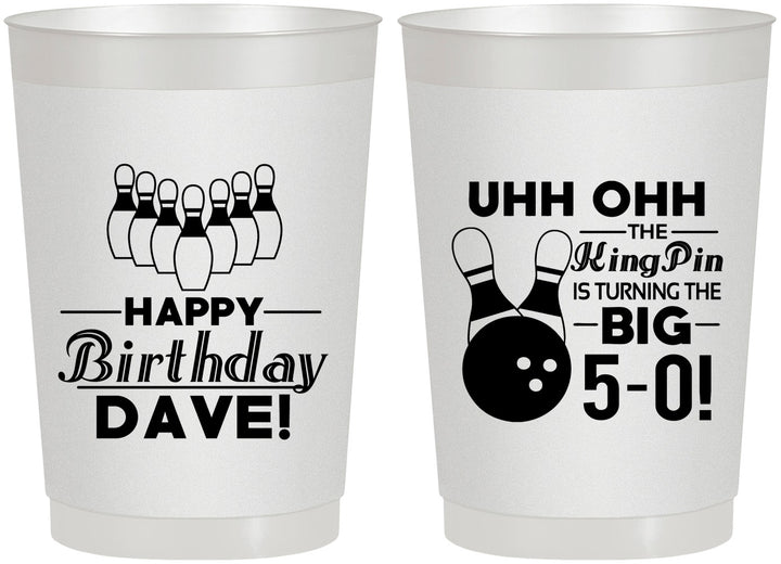 Personalized Birthday 22 oz Frosted Cups - 50th Bowing | 20071