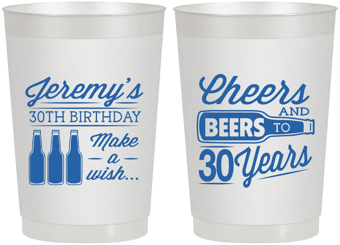 Personalized Birthday 22 oz Frosted Cups - Cheers Beers To 30 Years | 20076