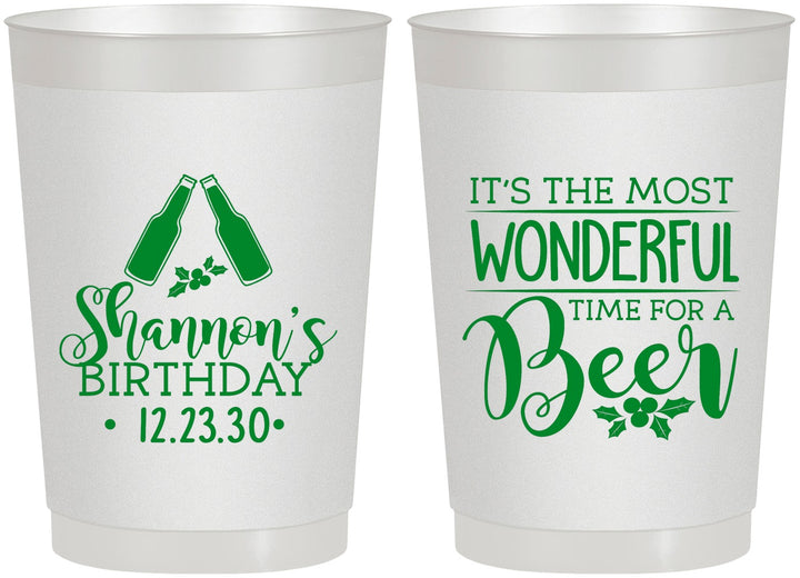 Personalized Birthday 22 oz Frosted Cups - Christmas | 20082
