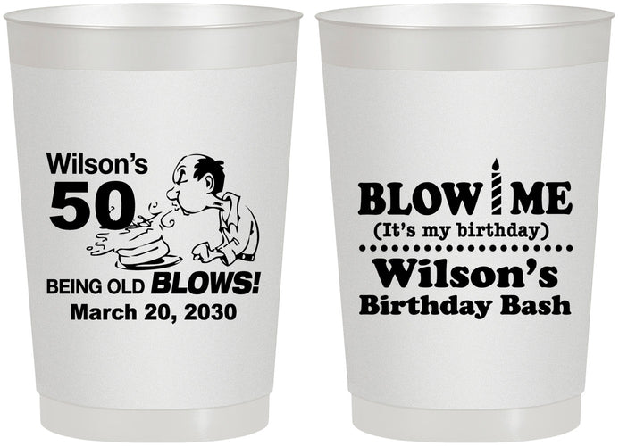 Personalized Birthday 22 oz Frosted Cups - 50th | 20085