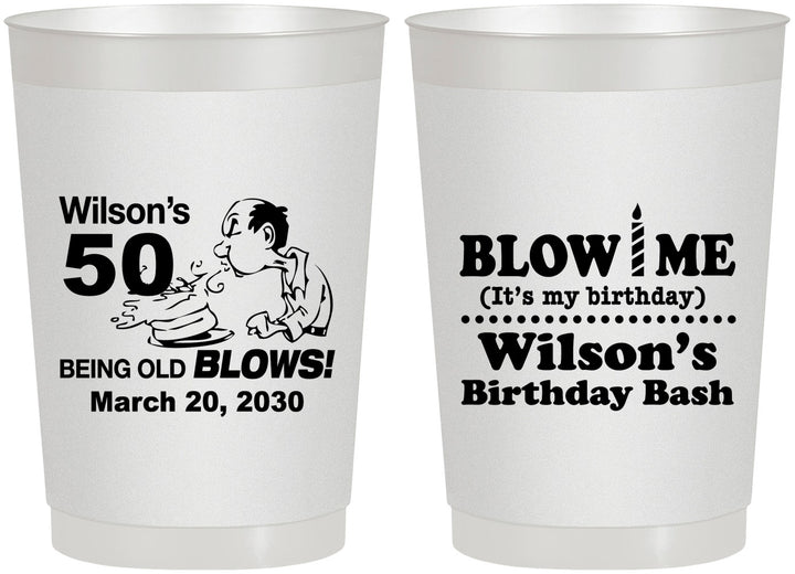 Personalized Birthday 22 oz Frosted Cups - 50th | 20085