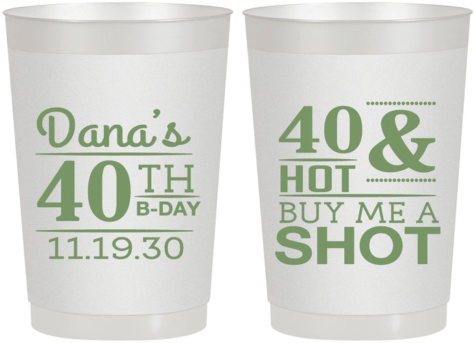 Personalized Birthday 22 oz Frosted Cups - 40th | 20086