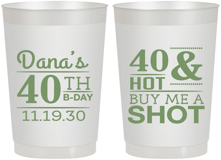 Personalized Birthday 22 oz Frosted Cups - 40th | 20086