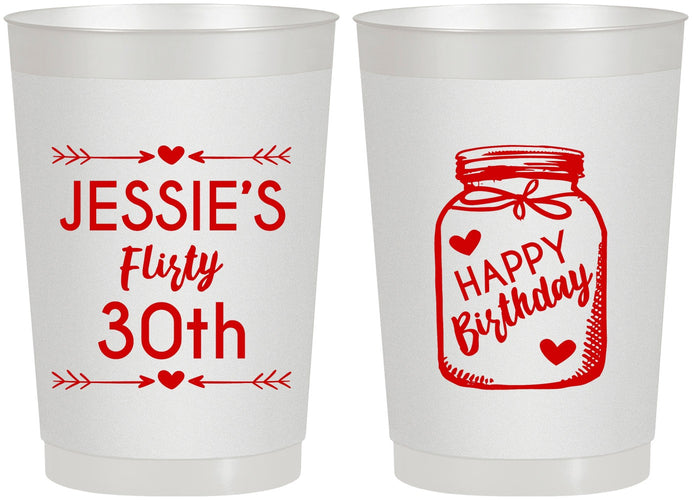 Personalized Birthday 22 oz Frosted Cups - 30th Flirty At Thirty | 20087