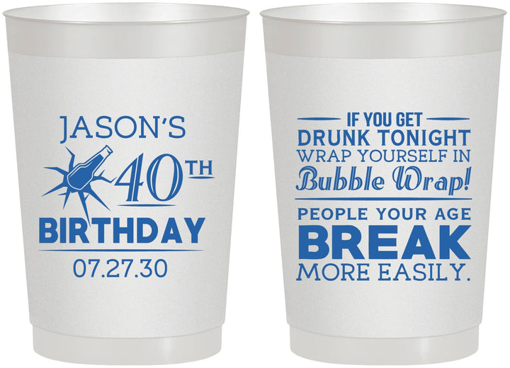 Personalized Birthday 22 oz Frosted Cups - 40th | 20088