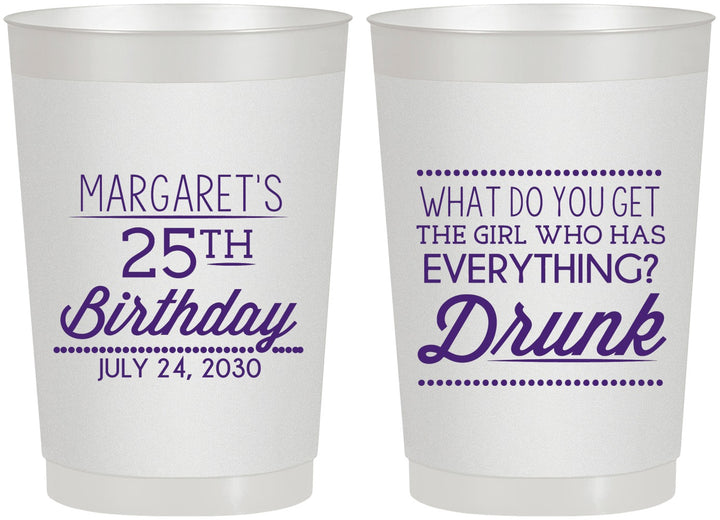 Personalized Birthday 22 oz Frosted Cups - 25th | 20093