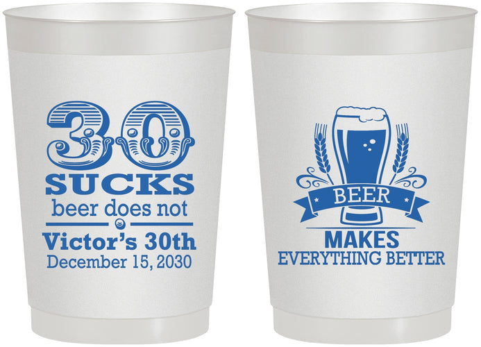 Personalized Birthday 22 oz Frosted Cups - 30th Sucks | 20097