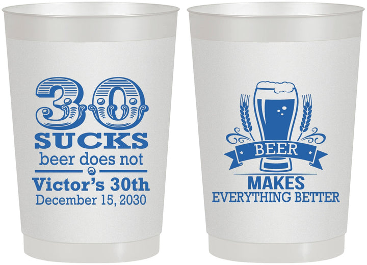 Personalized Birthday 22 oz Frosted Cups - 30th Sucks | 20097