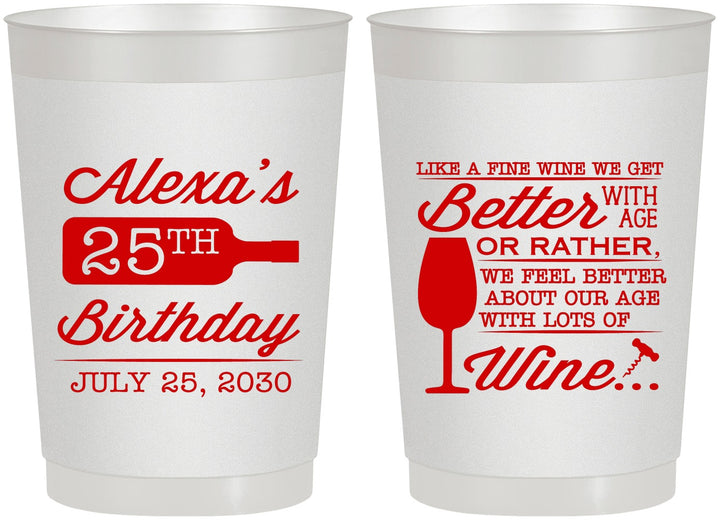 Personalized Birthday 22 oz Frosted Cups - 25th Wine | 20099