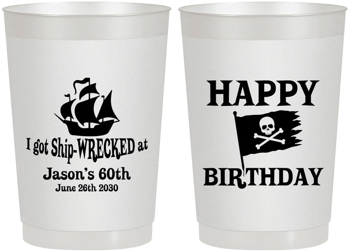 Personalized Birthday 22 oz Frosted Cups - 60th Pirate | 20106