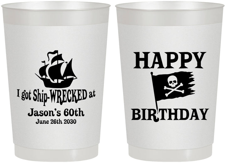 Personalized Birthday 22 oz Frosted Cups - 60th Pirate | 20106