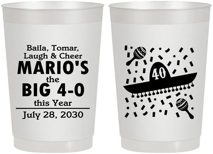 Personalized Birthday 22 oz Frosted Cups - 40th Mexico | 20109