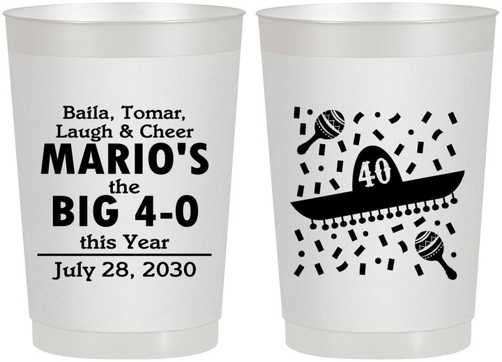Personalized Birthday 22 oz Frosted Cups - 40th Mexico | 20109