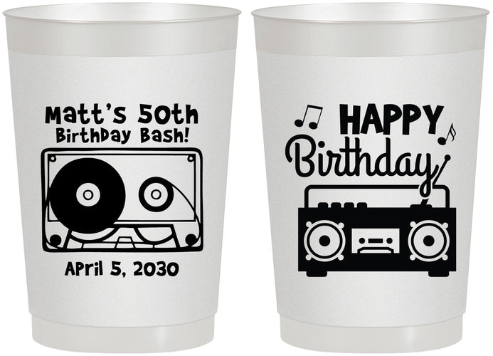 Personalized Birthday 22 oz Frosted Cups - 50th Cassette Tape | 20117