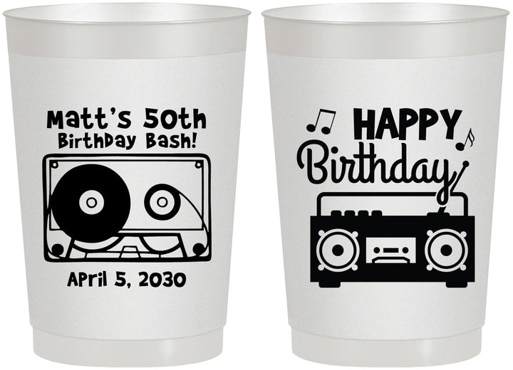 Personalized Birthday 22 oz Frosted Cups - 50th Cassette Tape | 20117