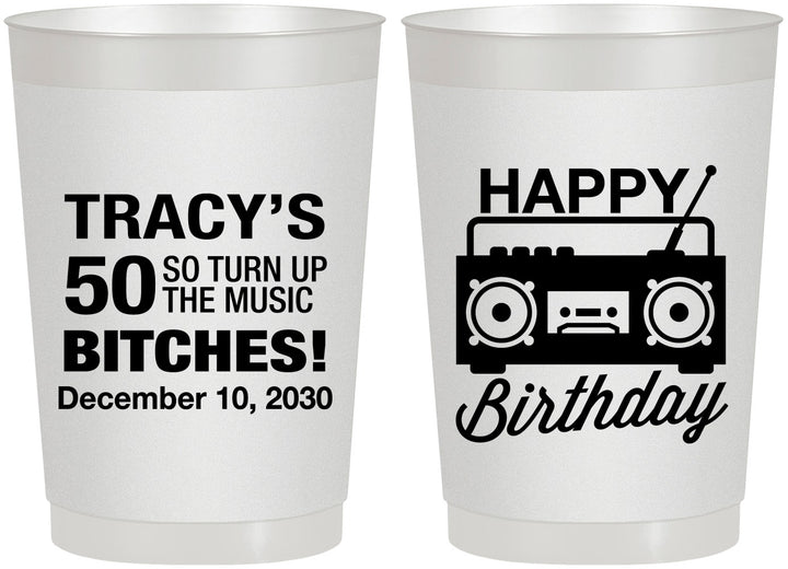Personalized Birthday 22 oz Frosted Cups - 50th Cassette Tape | 20118