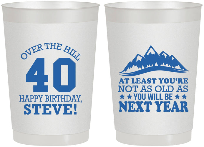 Personalized Birthday 22 oz Frosted Cups - 40th Over The Hill | 20123