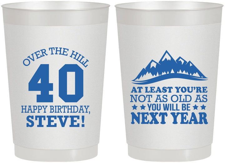 Personalized Birthday 22 oz Frosted Cups - 40th Over The Hill | 20123