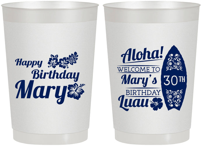 Personalized Birthday 22 oz Frosted Cups - 30th Hawaii | 20136
